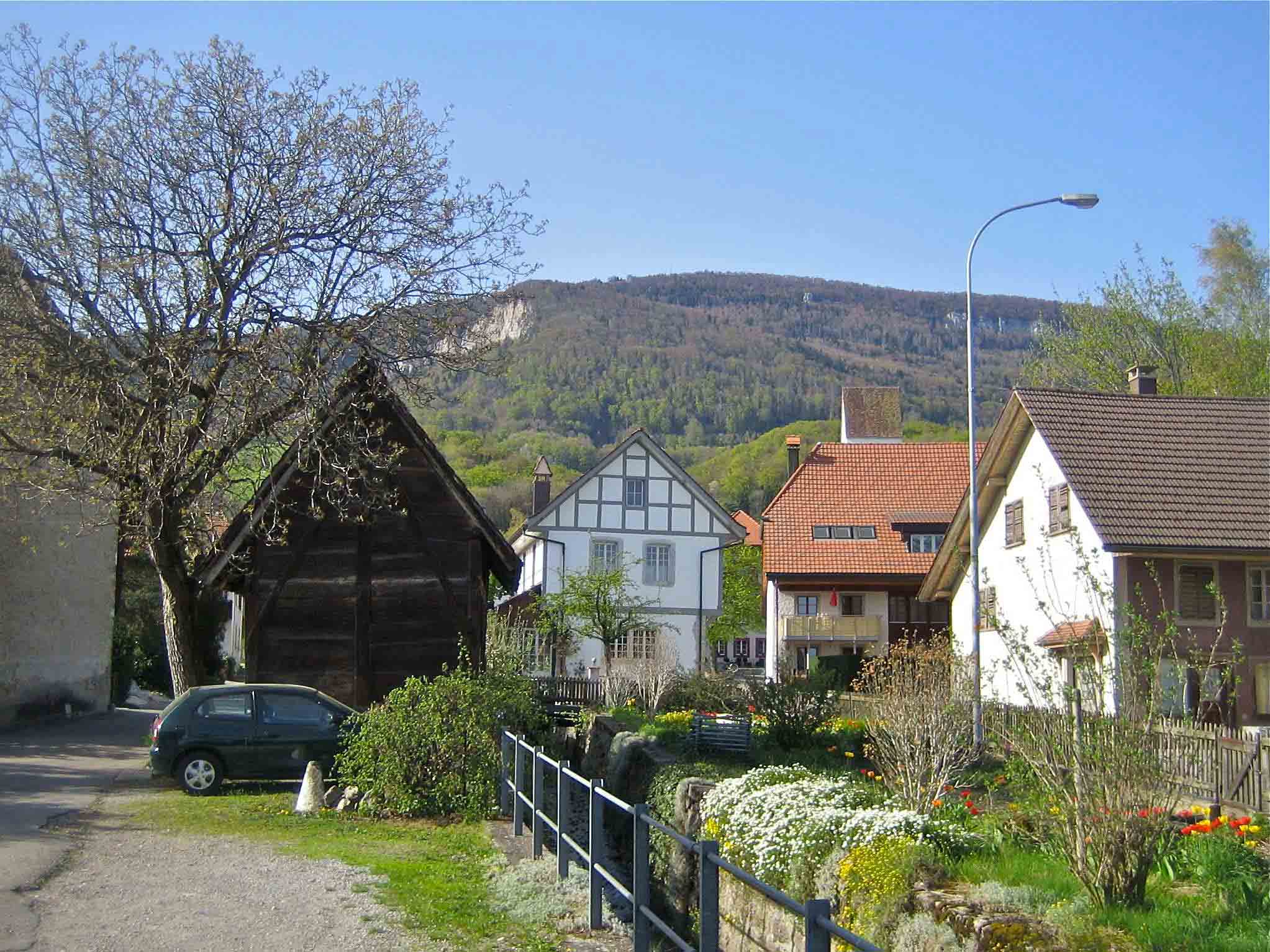 Speicher, Buchistoeckli, alte Haeuser mit Blick zum Hellchoepfli